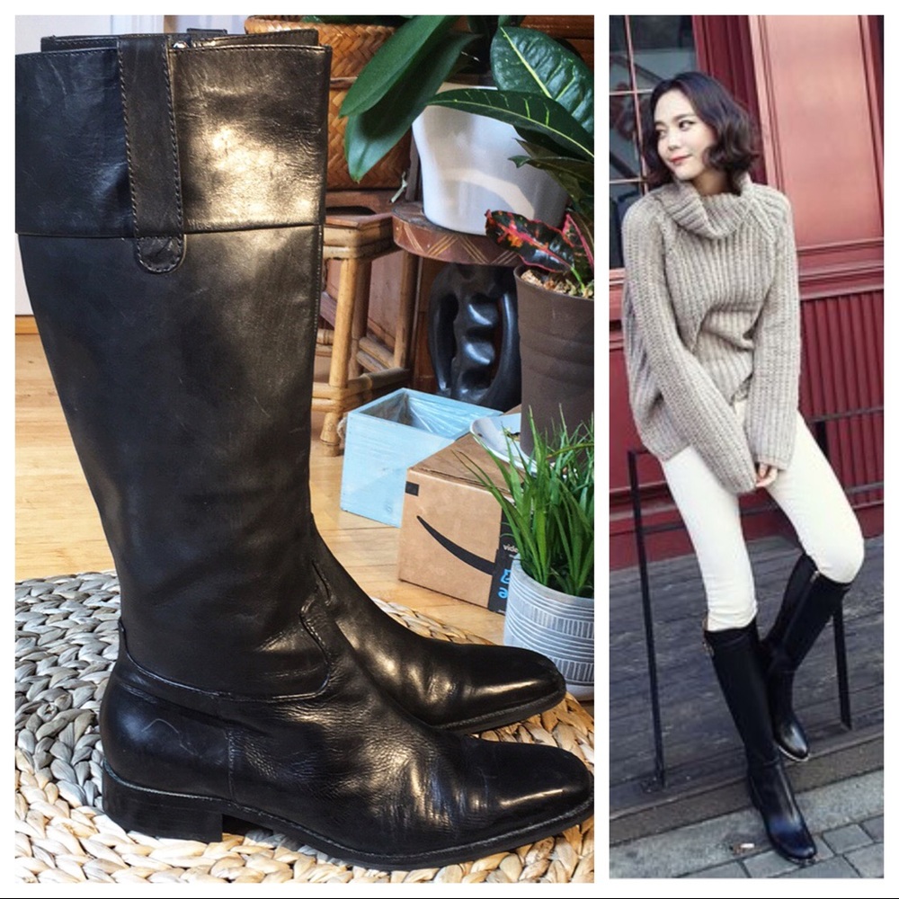 Lauren Ralph Lauren Black Leather Riding Boots